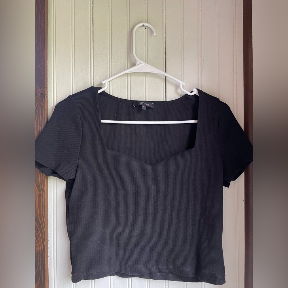 Juniors Black Square Neck Women's Top
